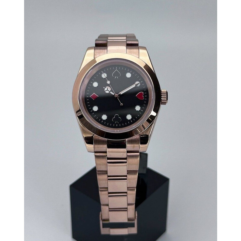 Custom Seiko Mod • No Logo Poker Rose Gold Oyster Perpetual • 39mm